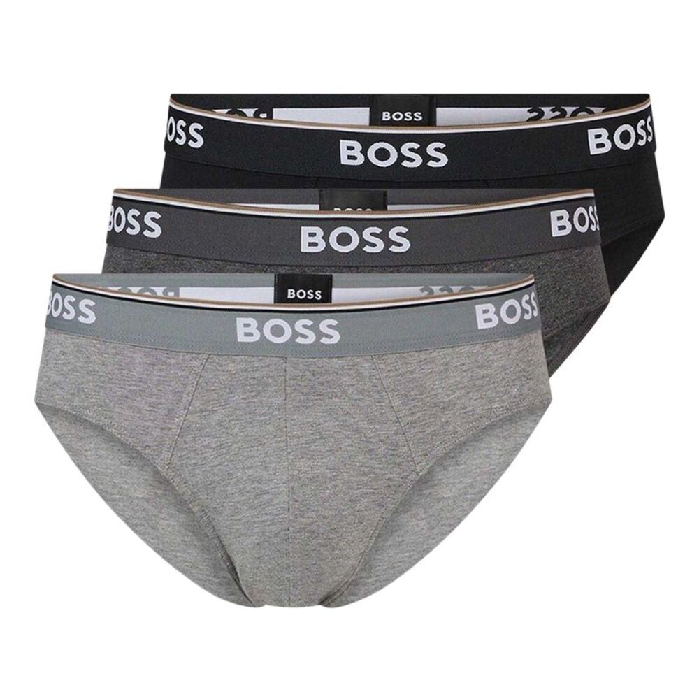 Boss Mens  Cotton Briefs (Pack of 3) / Gray/Dark Grey/Black